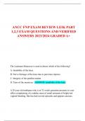 ANCC FNP EXAM REVIEW LEIK PART  1,2,3 EXAM QUESTIONS AND VERIFIED  ANSWERS 2023/2024 GRADED A+