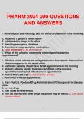 PHARM 2024 200 QUESTIONS AND ANSWERS