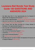 Louisiana Bail Bonds Test Study Guide 100 QUESTIONS AND ANSWERS 2024.