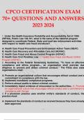 CPCO CERTIFICATION EXAM 70+ QUESTIONS AND ANSWERS 2023 2024.