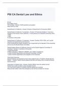 PSI CA Dental Law and Ethics Exam with Verified Answers 