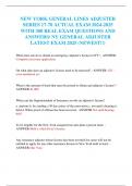NEW YORK GENERAL LINES ADJUSTER  SERIES 17-70 ACTUAL EXAM 2024-2025  WITH 300 REAL EXAM QUESTIONS AND  ANSWERS/ NY GENERAL ADJUSTER  LATEST EXAM 2025 (NEWEST!!)