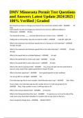 DMV Minnesota Permit Test Questions and Answers Latest Update 2024/2025 | Ambulance DMV Test Questions and Answers | NJ DMV Permit Test Questions and Answers & Dmv Vietnamese Written Test 1 Latest 2024/2025 With Complete Solution (Graded A+)