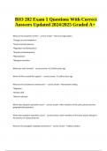 BIO 202 Exam 1 Questions With 100% Correct Answers | BIO 202 Exam Questions and Answers Latest Updated & BIO 202 Urinary System Graded Quiz 2023-2024 | Straighterline