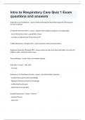 Intro to Respiratory Care Quiz 1 Exam questions and answers