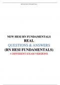 NEW HESI RN FUNDAMENTALS REAL  QUESTIONS & ANSWERS (RN HESI FUNDAMENTALS)  4 DIFFERENT EXAM VERSIONS