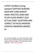 LATEST Certified nursing assistant CERTIFIED NURSING ASSISTANT