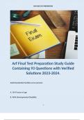 Arf Final Test Preparation Study Guide Containing 93 Questions with Verified Solutions 2023-2024.