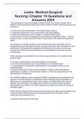 Lewis: Medical-Surgical Nursing~Chapter 19 Questions and Answers 2024