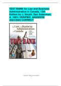 TEST BANK for Law and Business  Administration in Canada, 15th  Edition by J. Smyth, Dan Soberman,  A. 100% VERIFIED ANSWERS  2024/2025 CORRECT