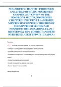 NON-PROFITS CHAPTER 1 PROFESSION  AND A FIELD OF STUDY, NONPROFITS  CHAPTER 2: OVERVIEW OF THE  NONPROFIT SECTOR, NONPROFITS  CHAPTER 5: EXECUTIVE LEADERSHIP,  NONPROFITS CHAPTER 3: THEORIES OF  THE NONPROFIT SECTORAND  NONPROFIT ORGANIZATIONS, EXAM |  QU