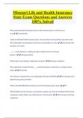 MISSOURI LIFE AND HEALTH EXAM PACK QUESTIONS WITH COMPLETE SOLUTIONS