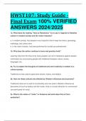 HWST107: Study Guide - Final Exam 100% VERIFIED  ANSWERS 2024/2025