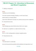 NR 631 Chapter 14- Alterations in Hemostasis and Blood Coagulation  (Latest 2024 / 2025) Questions & Answers with rationales