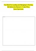 Test Bank For Leading and Managing in Nursing, 8th Edition by Patricia S. Yoder-Wise, Susan Sportsman Chapter 1 - 30 | 100 % Verified