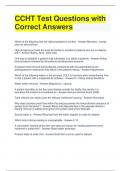 CCHT Test Questions with Correct Answers