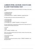 LUMBAR SPINE, SACRUM, COCCYX AND SI JOINT POSITIONING TEST Questions and Answers