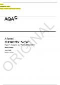 A-level  CHEMISTRY 7405/1  Paper 1 Inorganic and Physical Chemistry