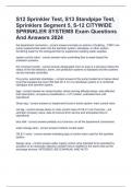 S12 Sprinkler Test, S13 Standpipe Test, Sprinklers Segment 5, S-12 CITYWIDE SPRINKLER SYSTEMS Exam Questions And Answers 2024