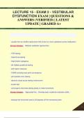 LECTURE 15 - EXAM 2 - VESTIBULAR  DYSFUNCTION EXAM | QUESTIONS &  ANSWERS (VERIFIED) | LATEST  UPDATE | GRADED A+