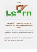 CBC Level 2 Exam Containing 109 Questions and Answers Updated 2024-2025. 