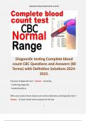 Diagnostic testing Complete blood count CBC Questions and Answers (80 Terms) with Definitive Solutions 2024-2025.