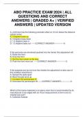 ABO PRACTICE EXAM 2024 | ALL QUESTIONS AND CORRECT ANSWERS | GRADED A+ | VERIFIED ANSWERS | UPDATED VERSION
