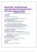 Illinois-CNA - Certified Nursing Assistant State Final Exam/Practice Test with complete-solution