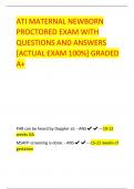 ATI MATERNAL NEWBORN  PROCTORED EXAM WITH  QUESTIONS AND ANSWERS  [ACTUAL EXAM 100%] GRADED  A+