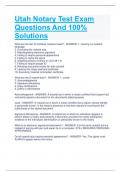 Utah Notary Test Exam  Questions And 100%  Solutions