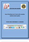 Nccer Plumbing Level 1 Exam with complete  solutions latest update