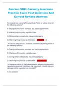 Pearson VUE: Casualty Insurance  Practice Exam Test Questions And Correct Revised Answers