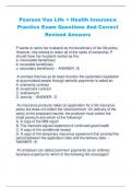 Pearson Vue Life + Health Insurance  Practice Exam Questions And Correct Revised Answers