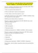 ACUTE RENAL FAILURE PRACTICE QUESTIONS WITH CORRECT ANSWERS GRADED TO PASS