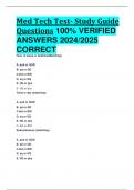 Med Tech Test- Study Guide Questions 100% VERIFIED  ANSWERS 2024/2025  CORRECT RATED A++ 