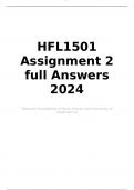 HFL1501 Assignment 2 Questions with 100% Correct Answers | Verified | Updated 2024