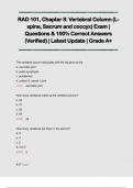 RAD 101, Chapter 8: Vertebral Column (Lspine, Sacrum and coccyx) Exam |  Questions & 100% Correct Answers  (Verified) | Latest Update | Grade A+ 