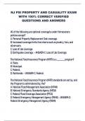 NJ PSI PROPERTY AND CASUALITY EXAM  WITH 100% CORRECT VERIFIED  QUESTIONS AND ANSWERS  All of the following are optional coverage's under Homeowners  policies except? A. Personal Property Replacement Cost coverage. B. Increased coverage limits from ite