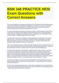 BSN 346 PRACTICE HESI Exam Questions with  Correct Answers