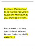 Firefighter 2 Written Exam  FINAL TEST PREP COMPLETE  QUESTIONS AND ANSWERS  2023 (VERIFIED)|RATED A+