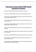 Insurance License Exam With Actual  Question & Answer