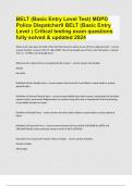 BELT (Basic Entry Level Test) MDPD Police Dispatcher9 BELT (Basic Entry Level ) Critical testing exam questions and answers