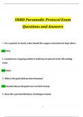 SNHD Paramedic Protocol Exam Questions and Answers (2024 / 2025) (Verified Answers)