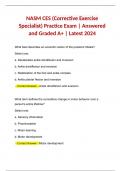 NASM CES (Corrective Exercise Specialist) Practice Exam | Answered and Graded A+ | Latest 2024