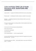 Laws and Rules OHIO Life & Health Insurance XCEL QUESTIONS AND ANSWERS