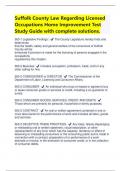 Suffolk County Law Regarding Licensed Occupations Home Improvement Test Study Guide with complete solutions | Latest 2024/2025