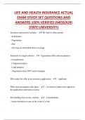 LIFE AND HEALTH INSURANCE ACTUAL  EXAM STUDY SET QUESTIONS AND ANSWERS 100% VERIFIED (MISSOURI STATE UNIVERSITY)