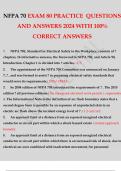 NFPA 70 EXAM 80 PRACTICE QUESTIONS AND ANSWERS 2024 WITH 100% CORRECT ANSWERS