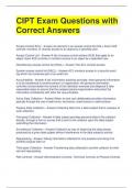 CIPT Exam Questions with Correct Answers