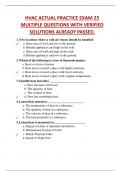 HVAC ACTUAL PRACTICE EXAM 25  MULTIPLE QUESTIONS WITH VERIFIED  SOLUTIONS ALREADY PASSED.